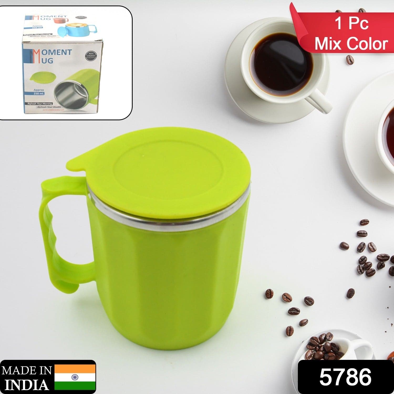 250ML Stainless Steel Mug: Insulated, Leakproof Lid, Hot/Cold Drinks (Mix Color) thumbnail 2