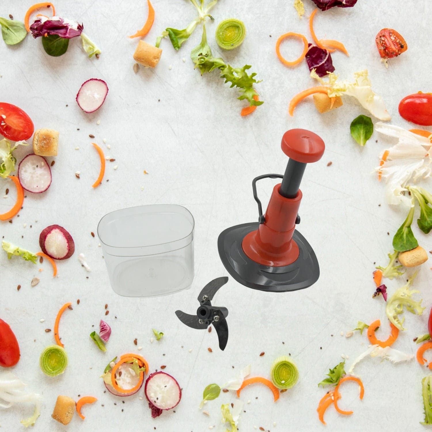 Manual Food Chopper (650ml): 3 Stainless Steel Blades, Locking System, Anti-Slip Base thumbnail 5