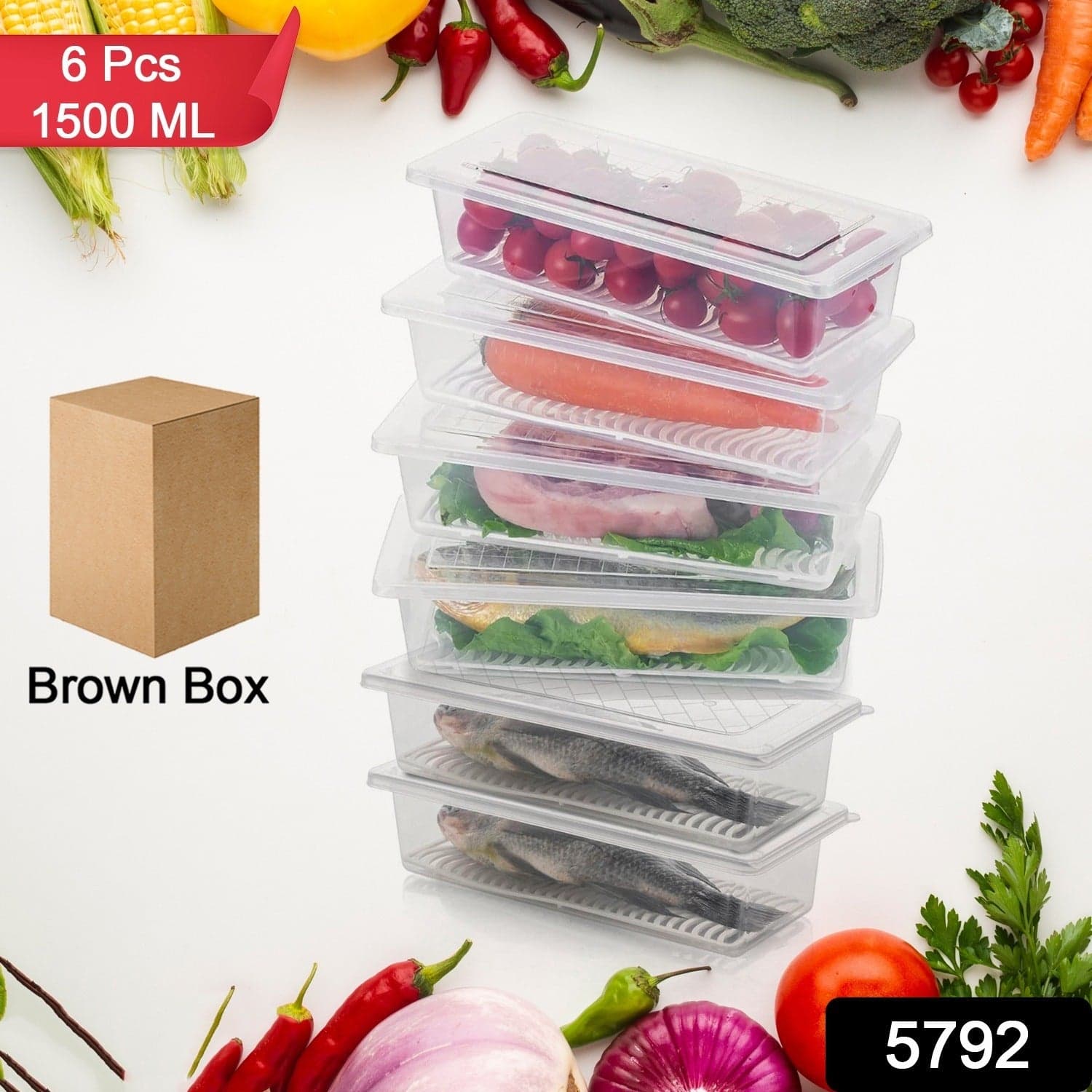 Vegetables & Fruits Freezer Storage Container (PACK OF 6PC 1500ML) thumbnail 2