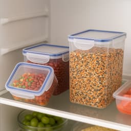 Classics Rectangular Plastic Airtight Food Storage Containers With Leak Proof Locking Lid Storage Container Set Of 3 Pc( Approx Capacity 500Ml