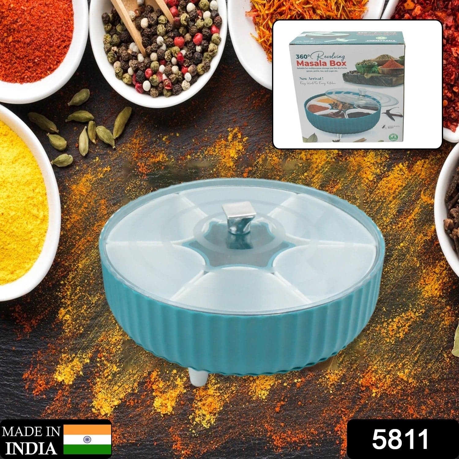 Dry Fruit & Snack Organizer: 360° Revolving Box (7 Compartments, Airtight) thumbnail 2