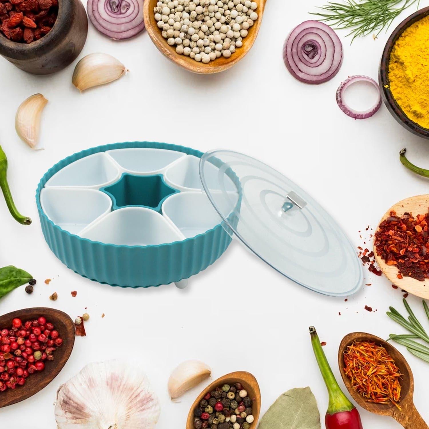Dry Fruit & Snack Organizer: 360° Revolving Box (7 Compartments, Airtight) thumbnail 4