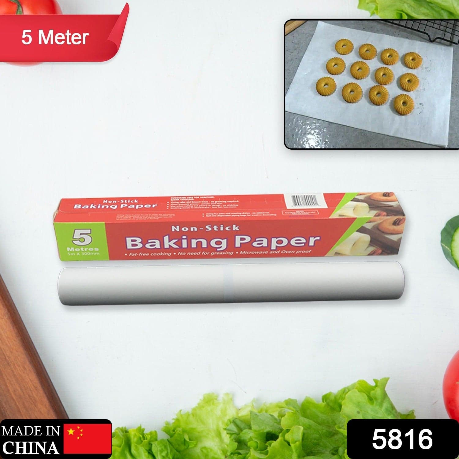 Non-Stick Parchment Paper: Easy Cleanup For Baking, Grilling & More (Microwave & Oven Safe / 5 Mtr) thumbnail 2