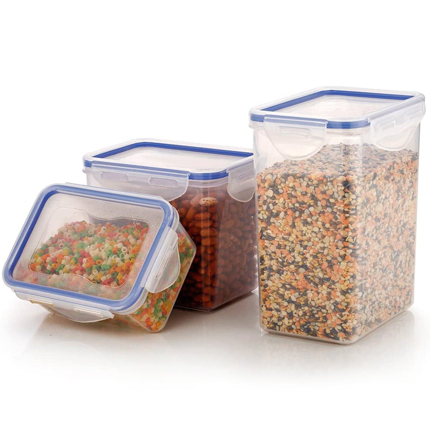 Rectangle Food Storage Containers: Airtight, Leak-Proof Lids (3-Pack, Clear ABS) thumbnail 3