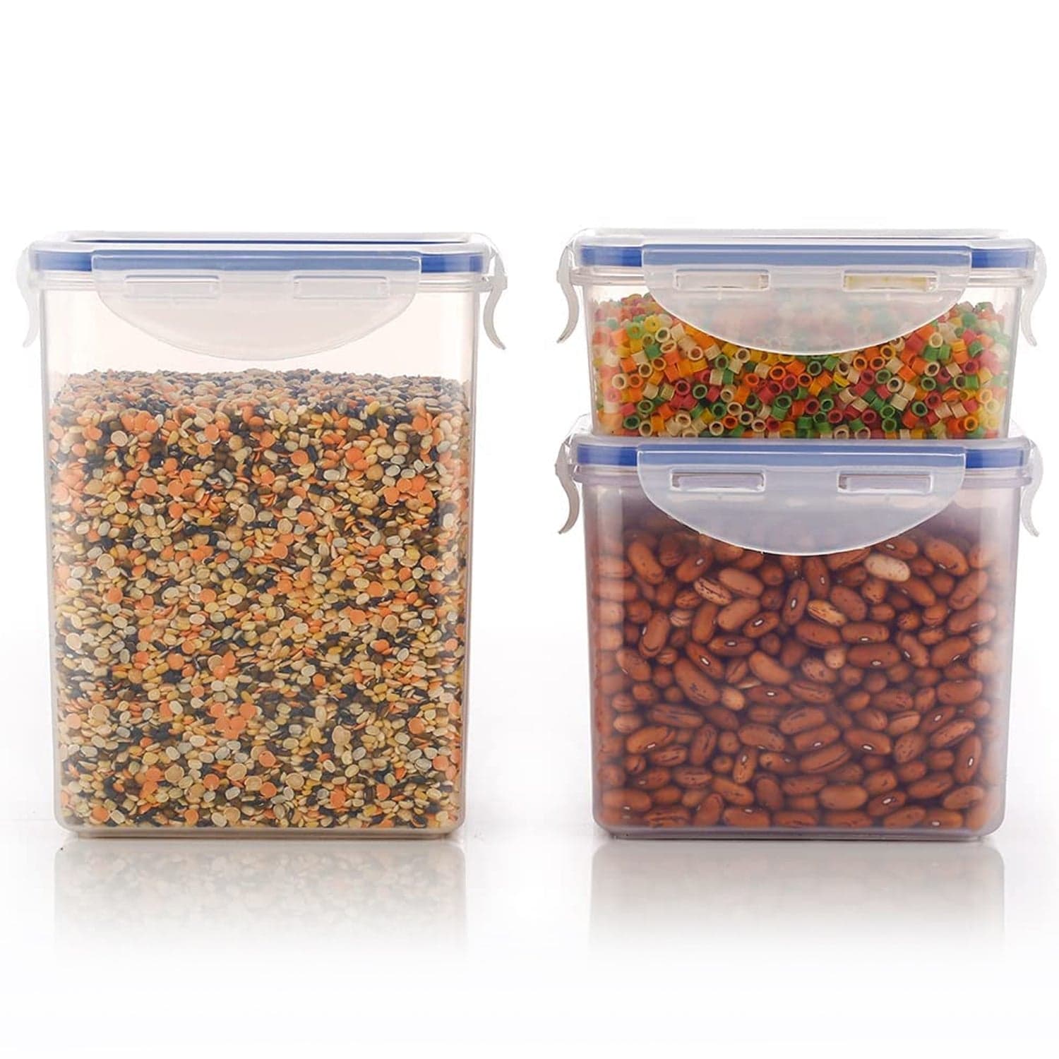 Rectangle Food Storage Containers: Airtight, Leak-Proof Lids (3-Pack, Clear ABS) thumbnail 8