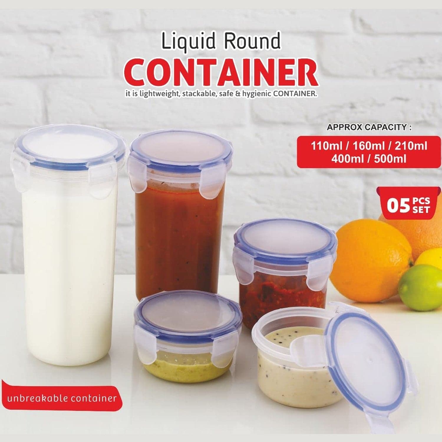 Plastic Liquid Round Airtight Food Storage Container with Leak Proof Locking Lid thumbnail 2