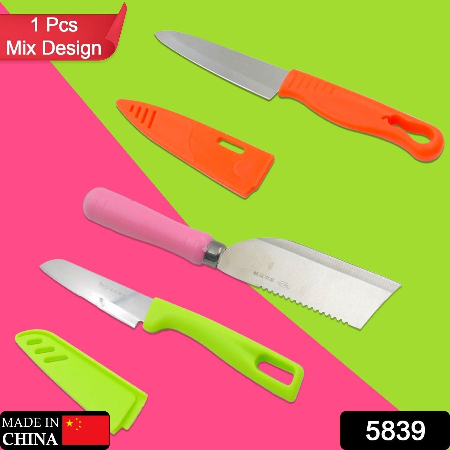 Stainless Steel Knife For Kitchen Use, Knife Set, Knife & Non-Slip Handle With Blade Cover Knife, Fruit, Vegetable,Knife Set (Mix Design 1 Pc) thumbnail 2