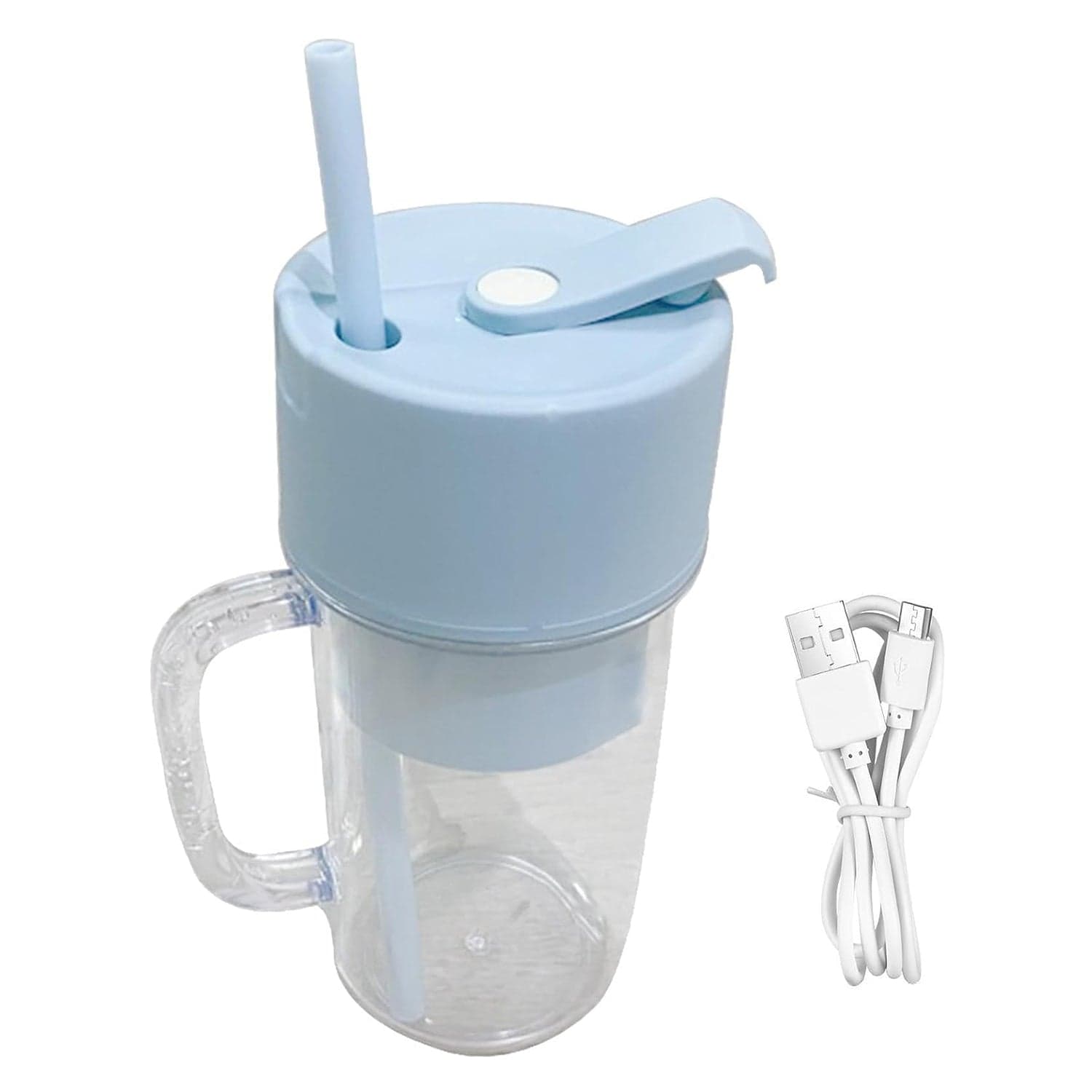 2 In1 Portable Crusher Juicer With Handle & Straw For Smoothie Sipper Usb Rechargeable (340 Ml) 6 Stainless Steel Blades Compact Juicer Mixer thumbnail 4