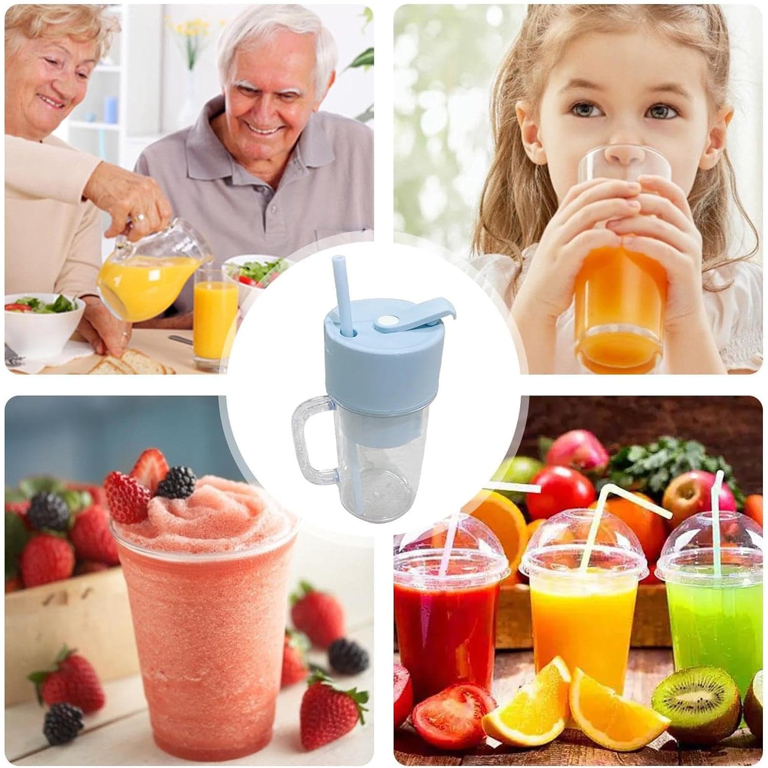 2 In1 Portable Crusher Juicer With Handle & Straw For Smoothie Sipper Usb Rechargeable (340 Ml) 6 Stainless Steel Blades Compact Juicer Mixer thumbnail 6