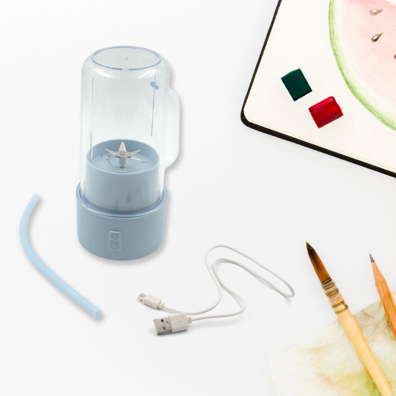 2 In1 Portable Crusher Juicer With Handle & Straw For Smoothie Sipper Usb Rechargeable (340 Ml) 6 Stainless Steel Blades Compact Juicer Mixer thumbnail 7