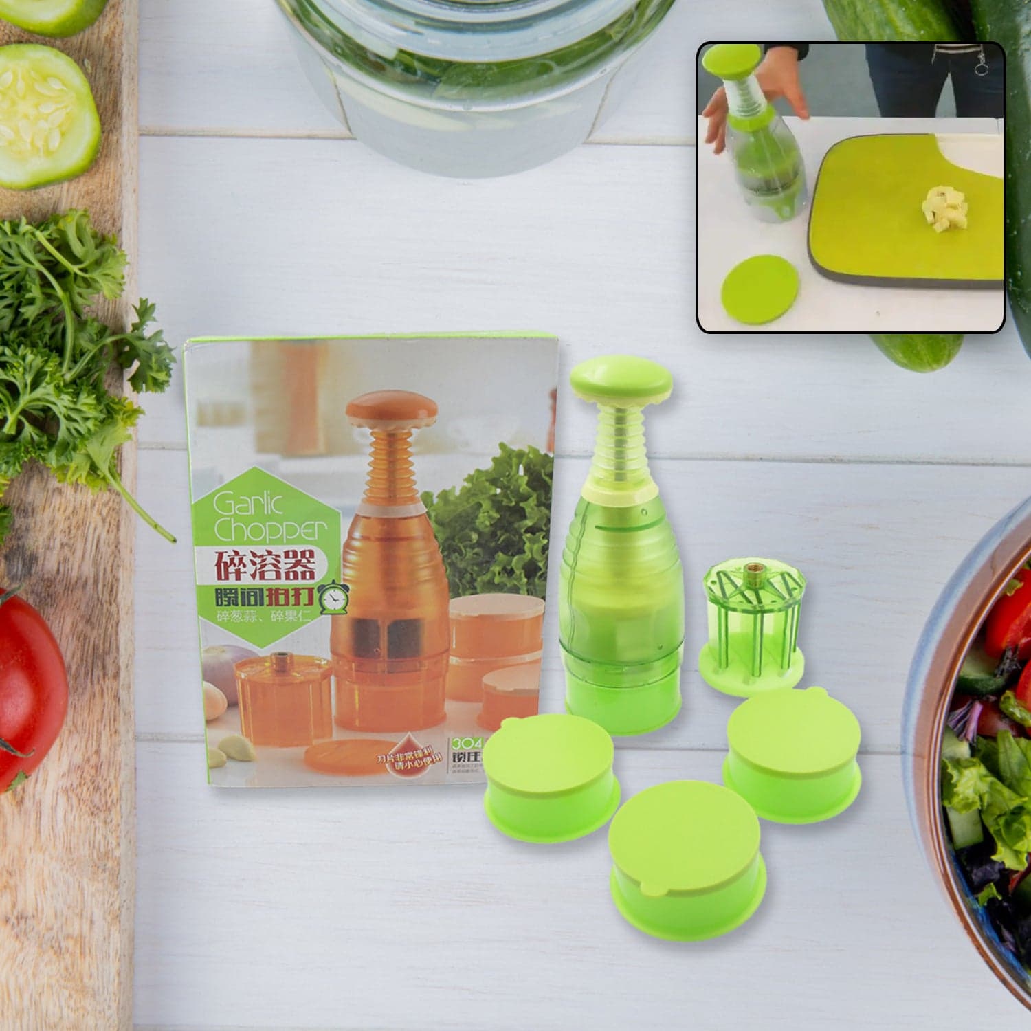 Food Chopper, Easy To Clean Manual Hand Chopper Dicer, Slap Press Chopper Mincer For Vegetables Onions Garlic Nuts Salads thumbnail 1