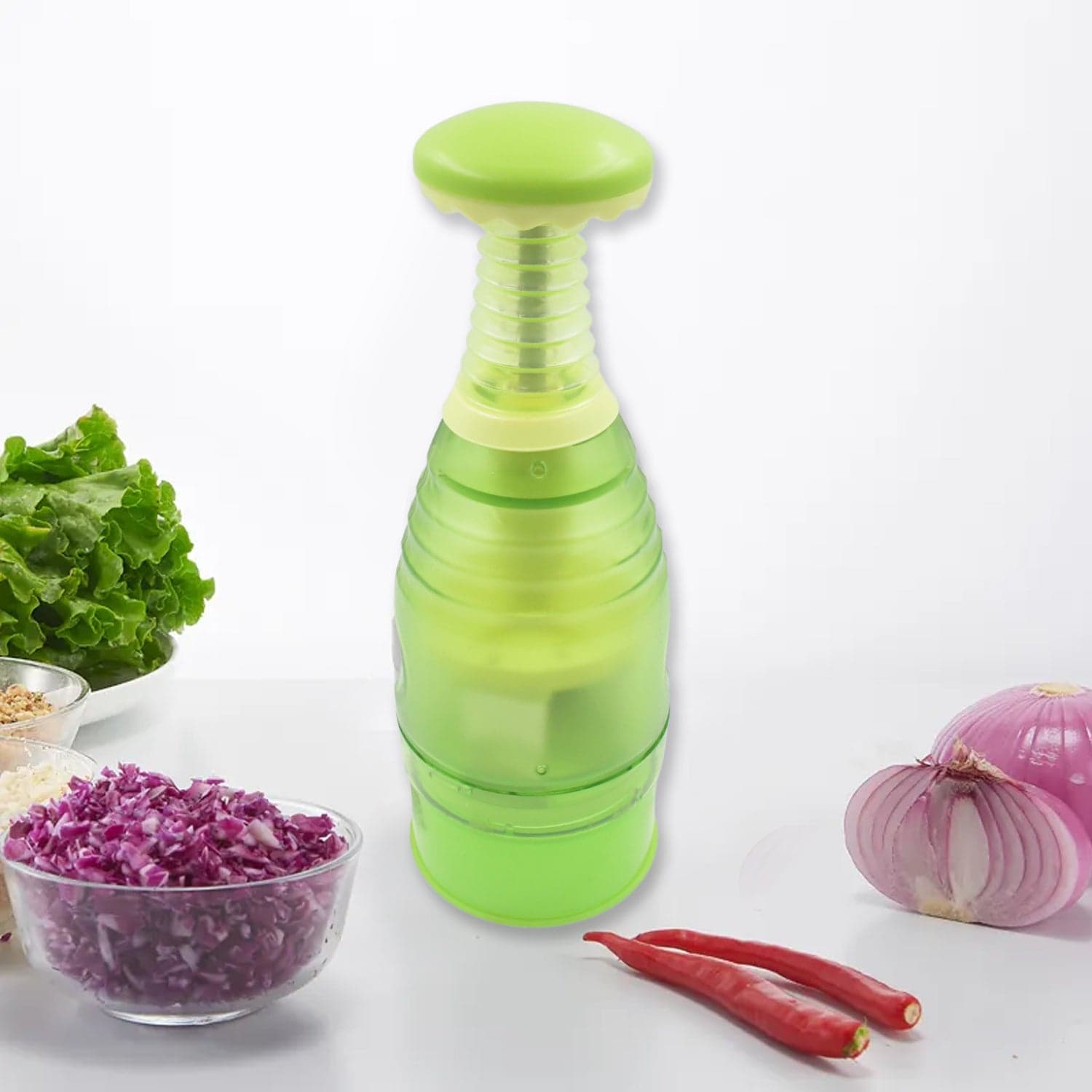 Food Chopper, Easy To Clean Manual Hand Chopper Dicer, Slap Press Chopper Mincer For Vegetables Onions Garlic Nuts Salads thumbnail 3