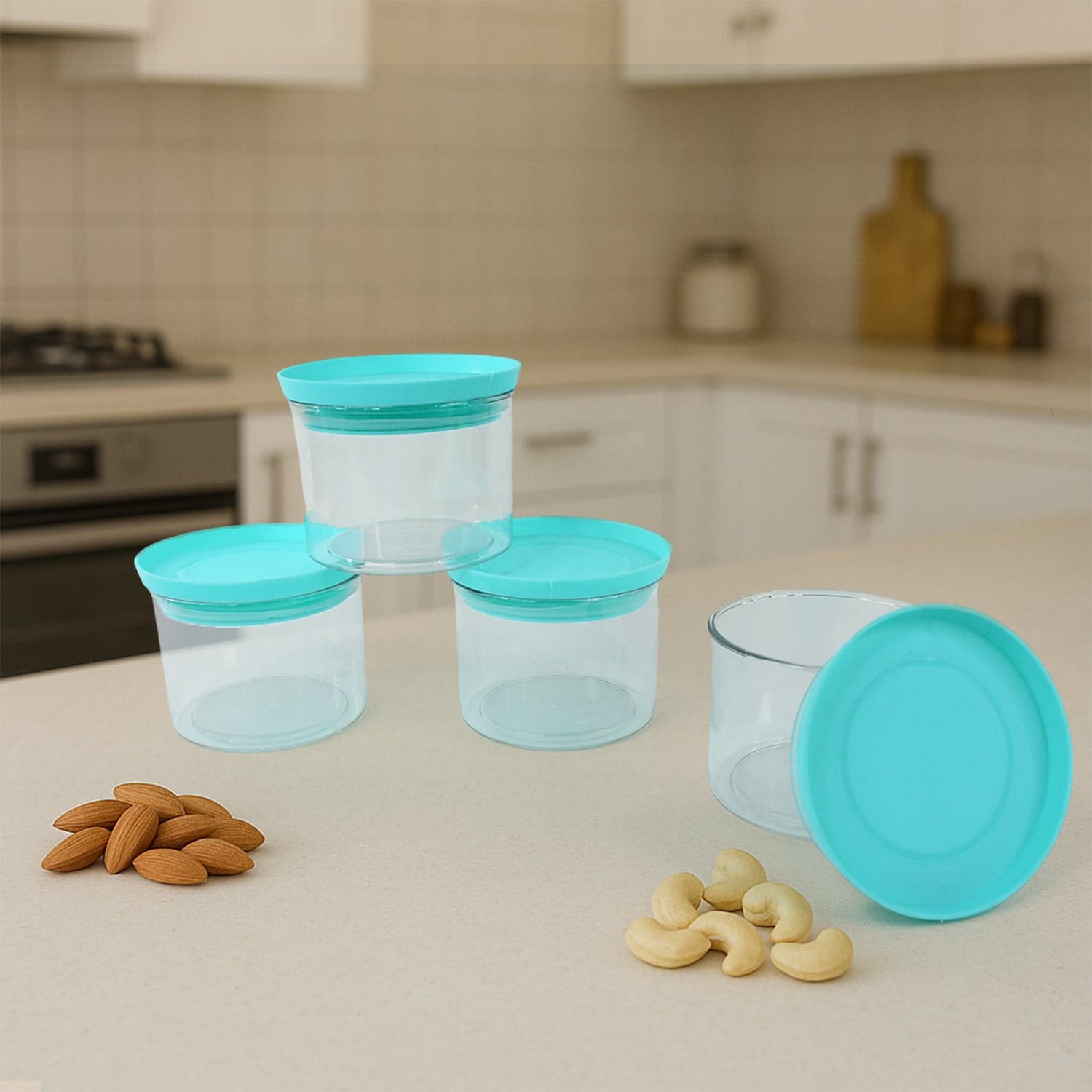 Airtight Container Jar 4 Pc Set With Stylish Tray for Kitchen Unbreakable Jar Set for Multipurpose Storage ( Mukhwas Dani ) thumbnail 4