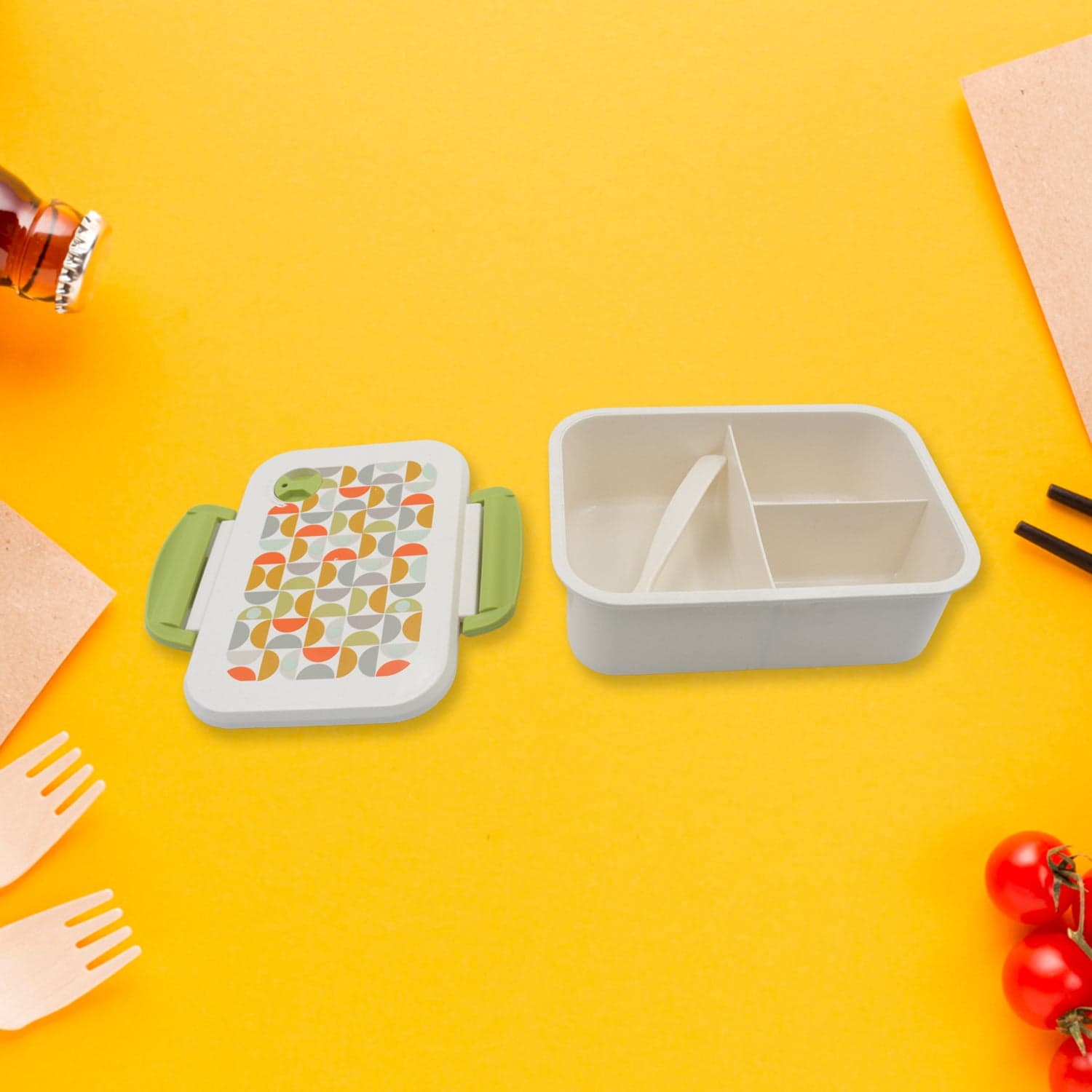 Lunch Box 3 Compartment With Leak Proof Lunch Box & 1 spoon, For School & Office Use thumbnail 3