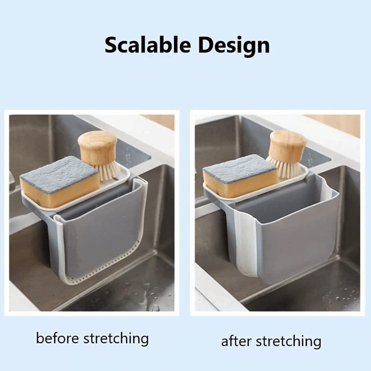 Small Multifunction Sink Drain Basket - Universal & Foldable - Sink Trash Holder Sink Side Storage Drainer Strainer Basket thumbnail 5