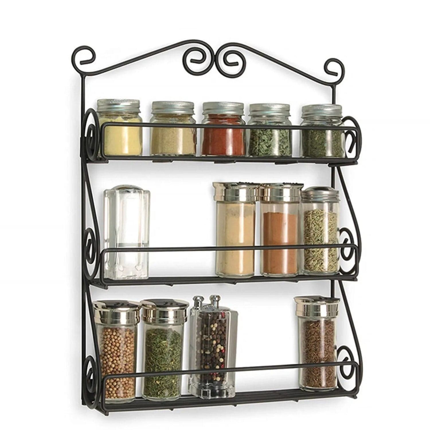 Big Wall Mounted Iron Wall Shelf With 3 Storage Racks For Kitchen thumbnail 3