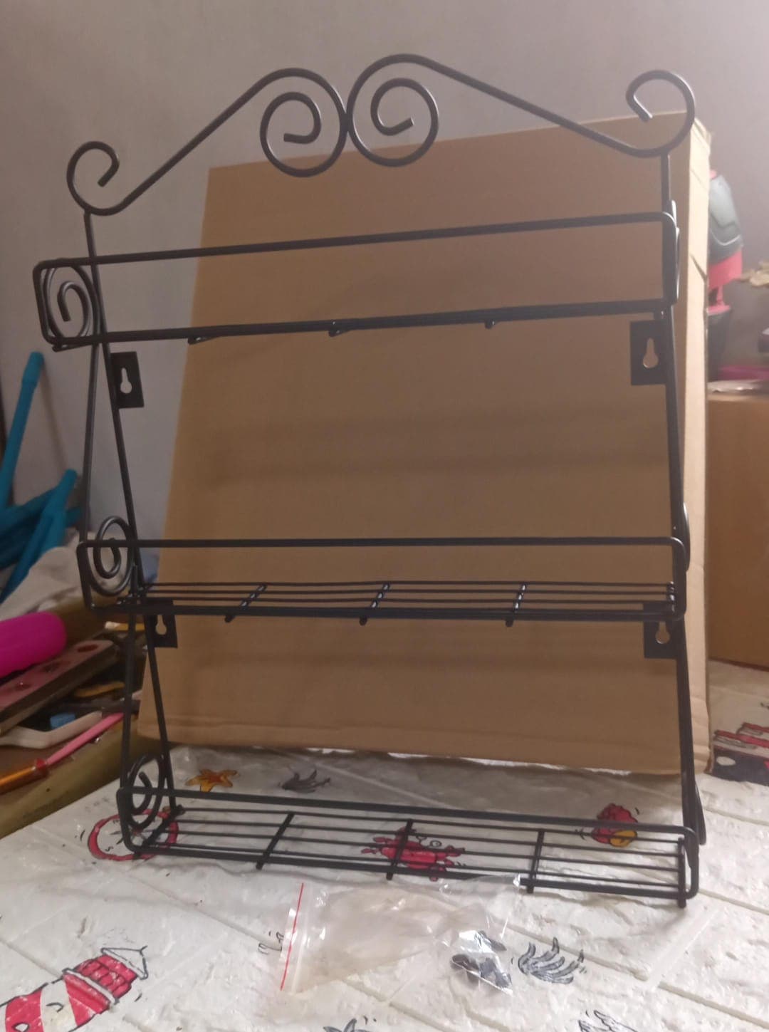 Big Wall Mounted Iron Wall Shelf With 3 Storage Racks For Kitchen thumbnail 8