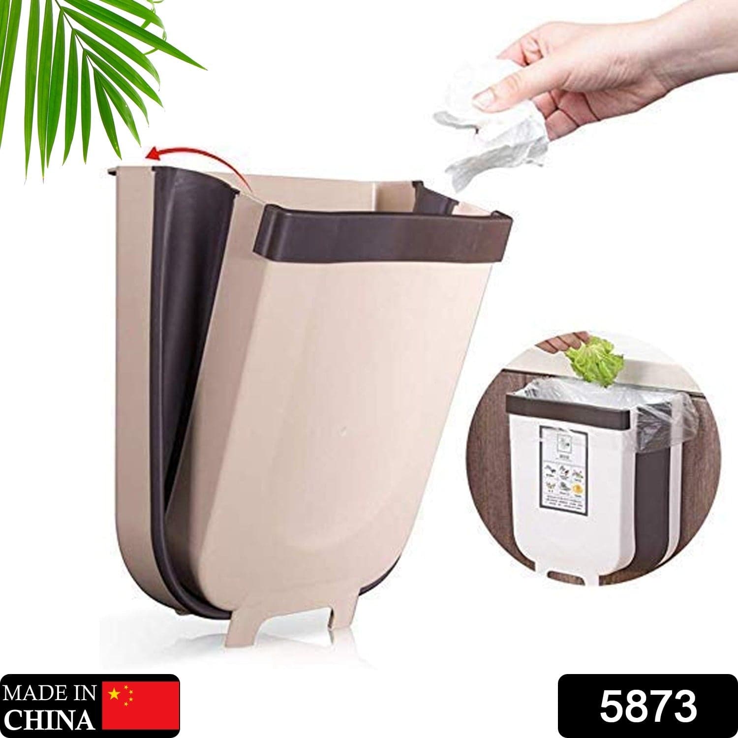 Hanging Trash Can For Kitchen Cabinet Door, Small Collapsible Foldable Waste Bins, Hanging Trash Holder For Bathroom Bedroom Office Car, Portable. thumbnail 2
