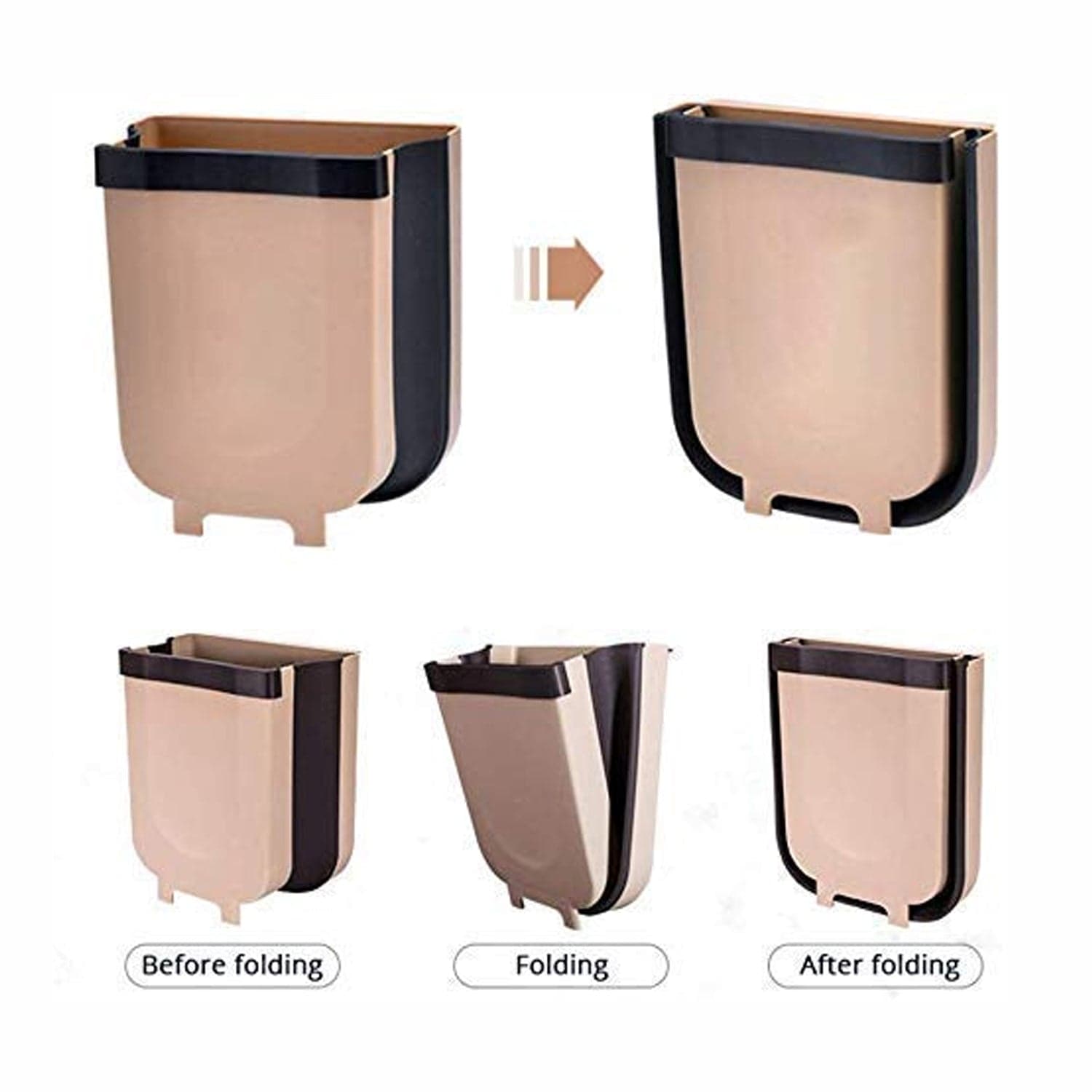 Hanging Trash Can For Kitchen Cabinet Door, Small Collapsible Foldable Waste Bins, Hanging Trash Holder For Bathroom Bedroom Office Car, Portable. thumbnail 5