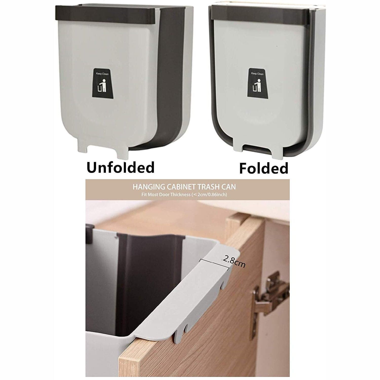 Hanging Trash Can For Kitchen Cabinet Door, Small Collapsible Foldable Waste Bins, Hanging Trash Holder For Bathroom Bedroom Office Car, Portable. thumbnail 6