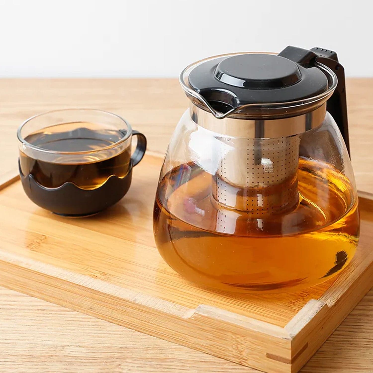 Flame Proof Glass Kettle & Cup Set With Strainer High Quality Kettle Set For Home & Caf© Use  (4 Cup & 1 Kettle) (24 Pc MOQ) thumbnail 4
