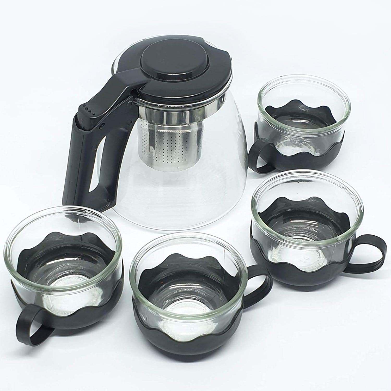 Flame Proof Glass Kettle & Cup Set With Strainer High Quality Kettle Set For Home & Caf© Use  (4 Cup & 1 Kettle) (24 Pc MOQ) thumbnail 5
