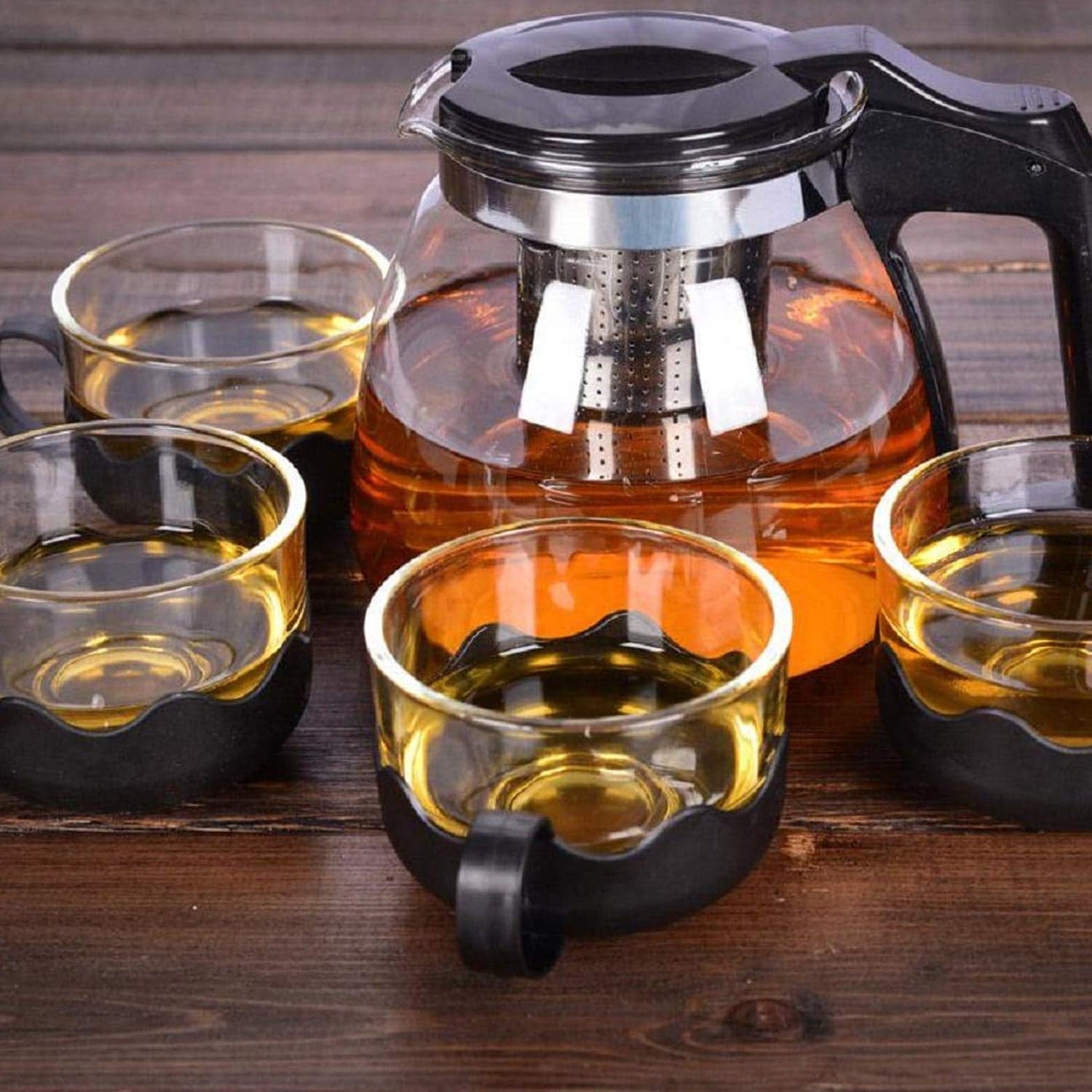 Flame Proof Glass Kettle & Cup Set With Strainer High Quality Kettle Set For Home & Caf© Use  (4 Cup & 1 Kettle) (24 Pc MOQ) thumbnail 8