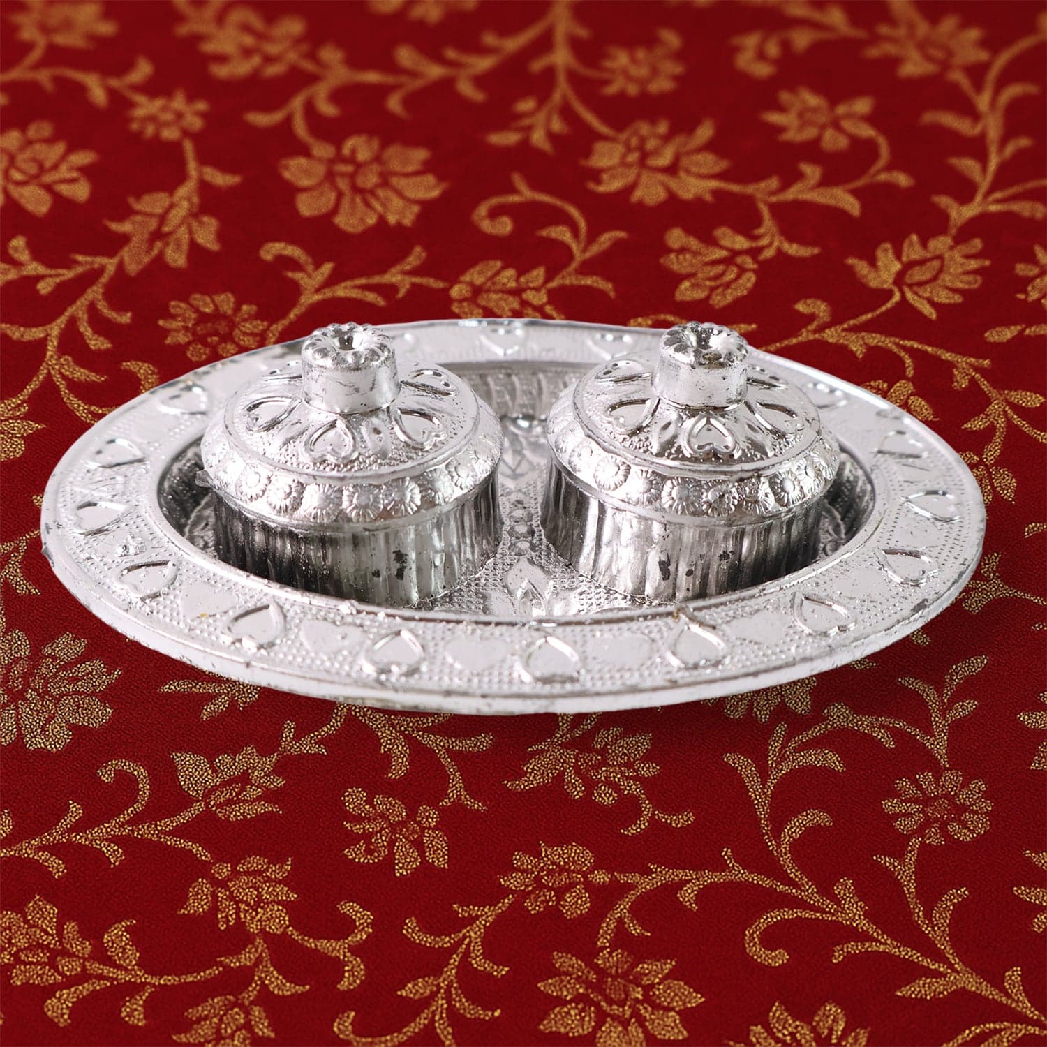 Oval Puja Thali with Kumkum Holders the Traditional & Durable Design thumbnail 3