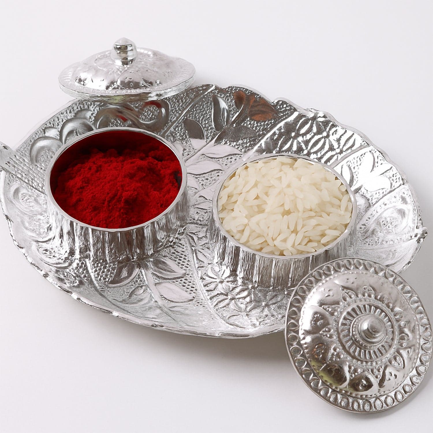 Leaf Shape Special Puja Thali (1 Pc / Mix Design) thumbnail 3