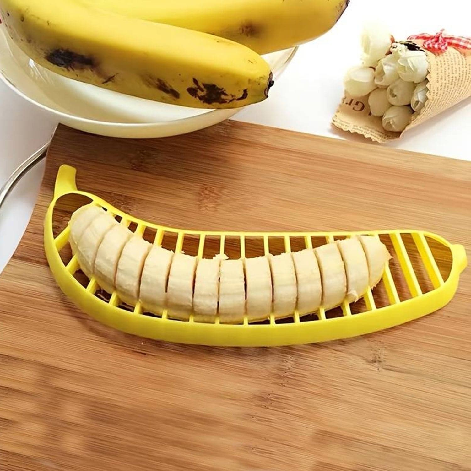 Banana Slicer- Perfect for Fruit Salads Handle Plastic Banana Fruit Slicer Cutter Chopper thumbnail 1