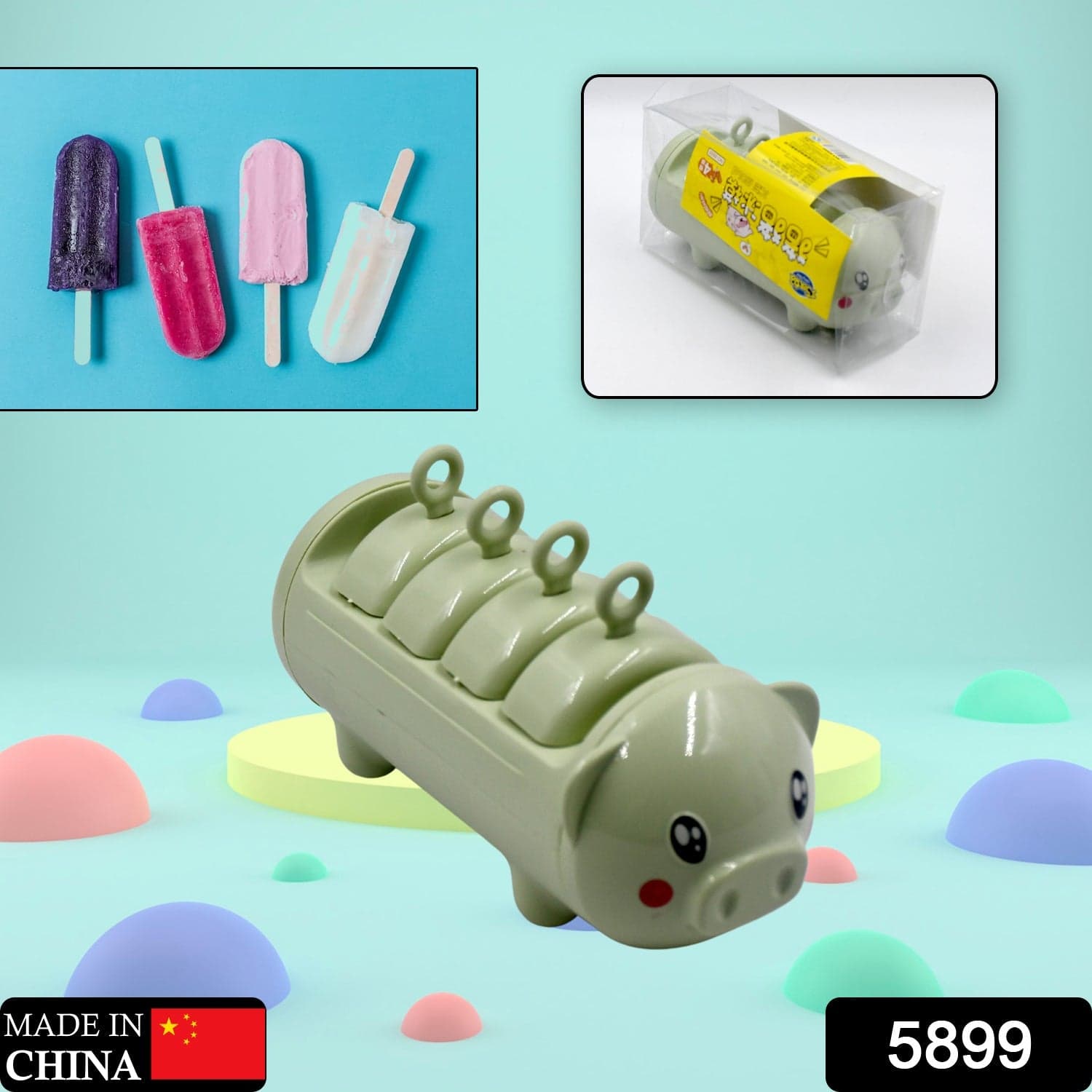 Pig Shape Mold Ice Candy, Sicle Mold Ice, Plastic Ice Candy Maker Kulfi Maker Molds Set With 4 Cups thumbnail 2