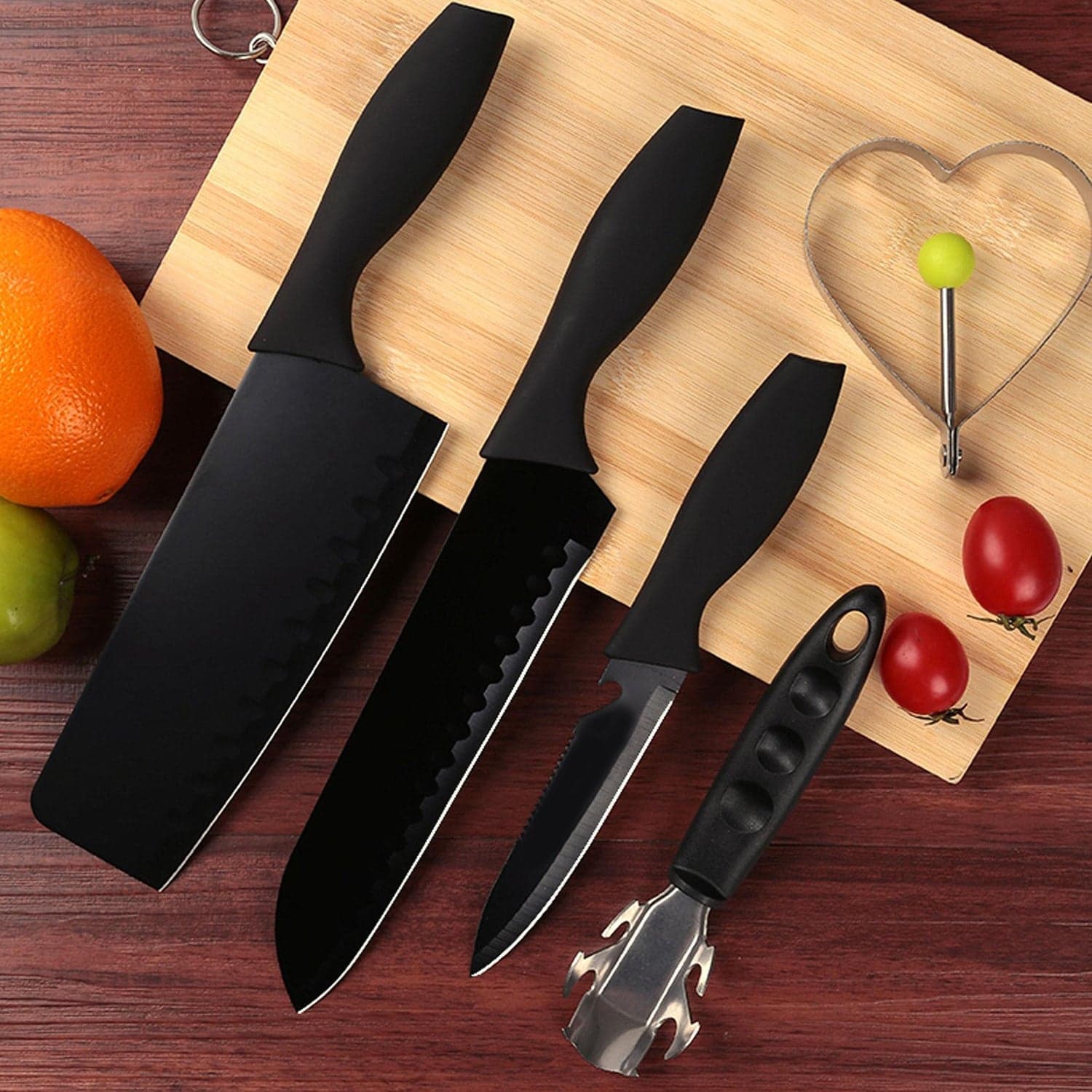 5-Piece Stainless Steel Kitchen Knife Set of Chef, Chopping, Utility, Butcher Knives thumbnail 1