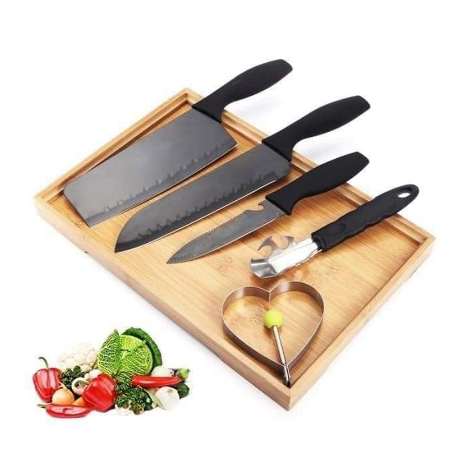 5-Piece Stainless Steel Kitchen Knife Set of Chef, Chopping, Utility, Butcher Knives thumbnail 5