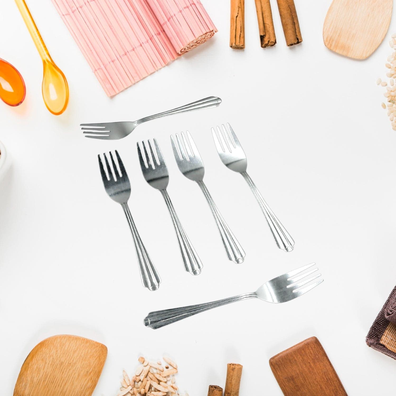 STEEL FORKS SET OF 6 - FORK SET FOR HOME AND KITCHEN FORK HIGH QUALITY PREMIUM FORK SET (6 PC SET ) thumbnail 5