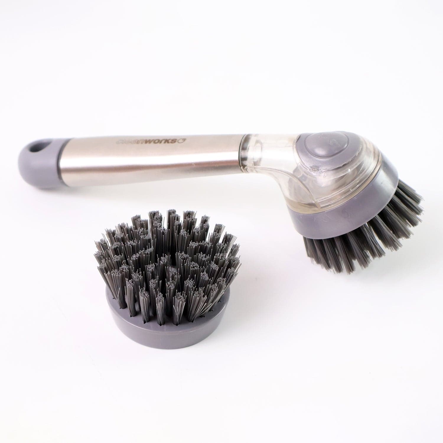 Cleaning Brushes Set, Scrub Brush Bathroom Brush, Long Handle Liquid Dispenser Pot Washing Brush thumbnail 5