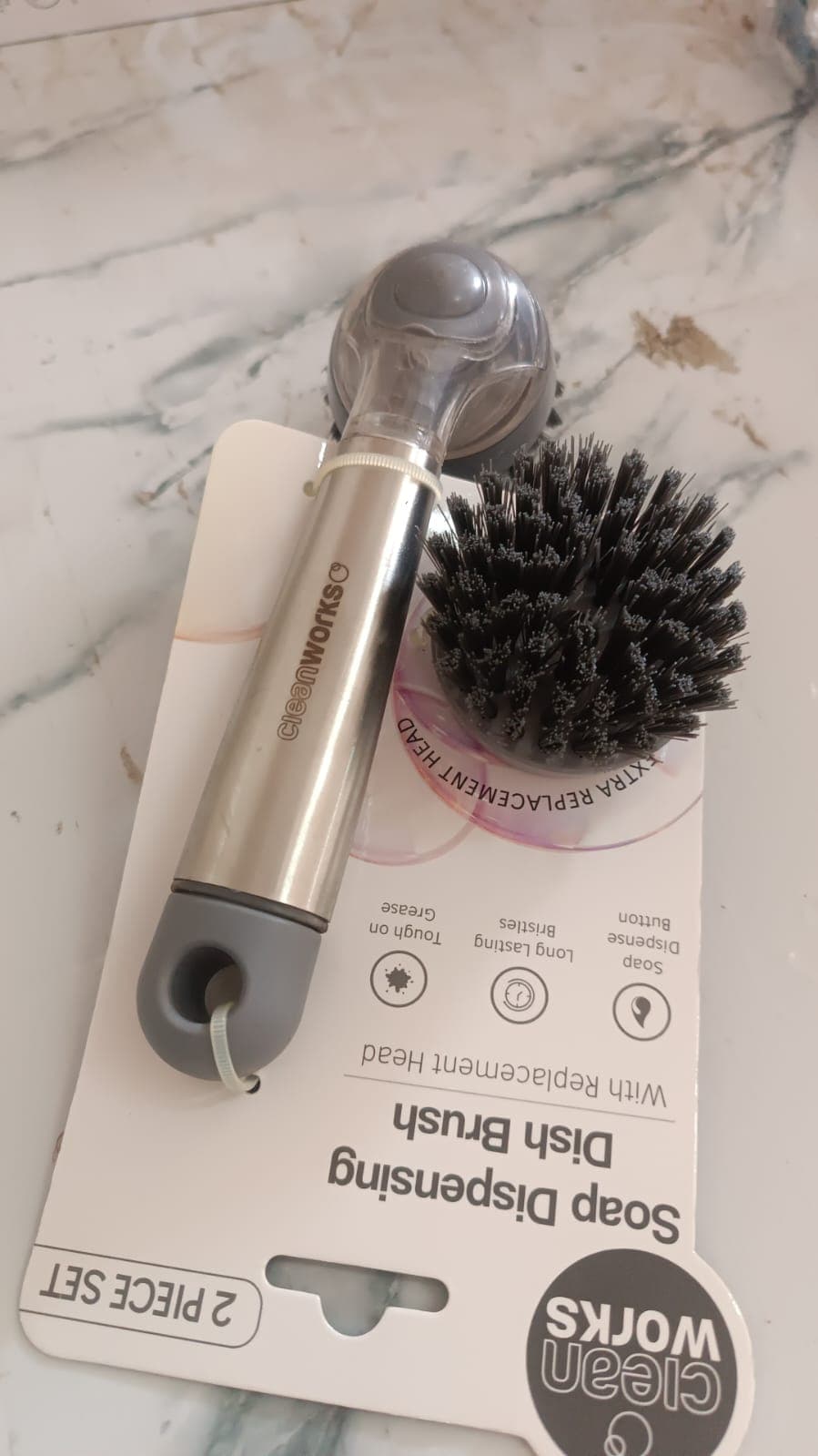 Cleaning Brushes Set, Scrub Brush Bathroom Brush, Long Handle Liquid Dispenser Pot Washing Brush thumbnail 7