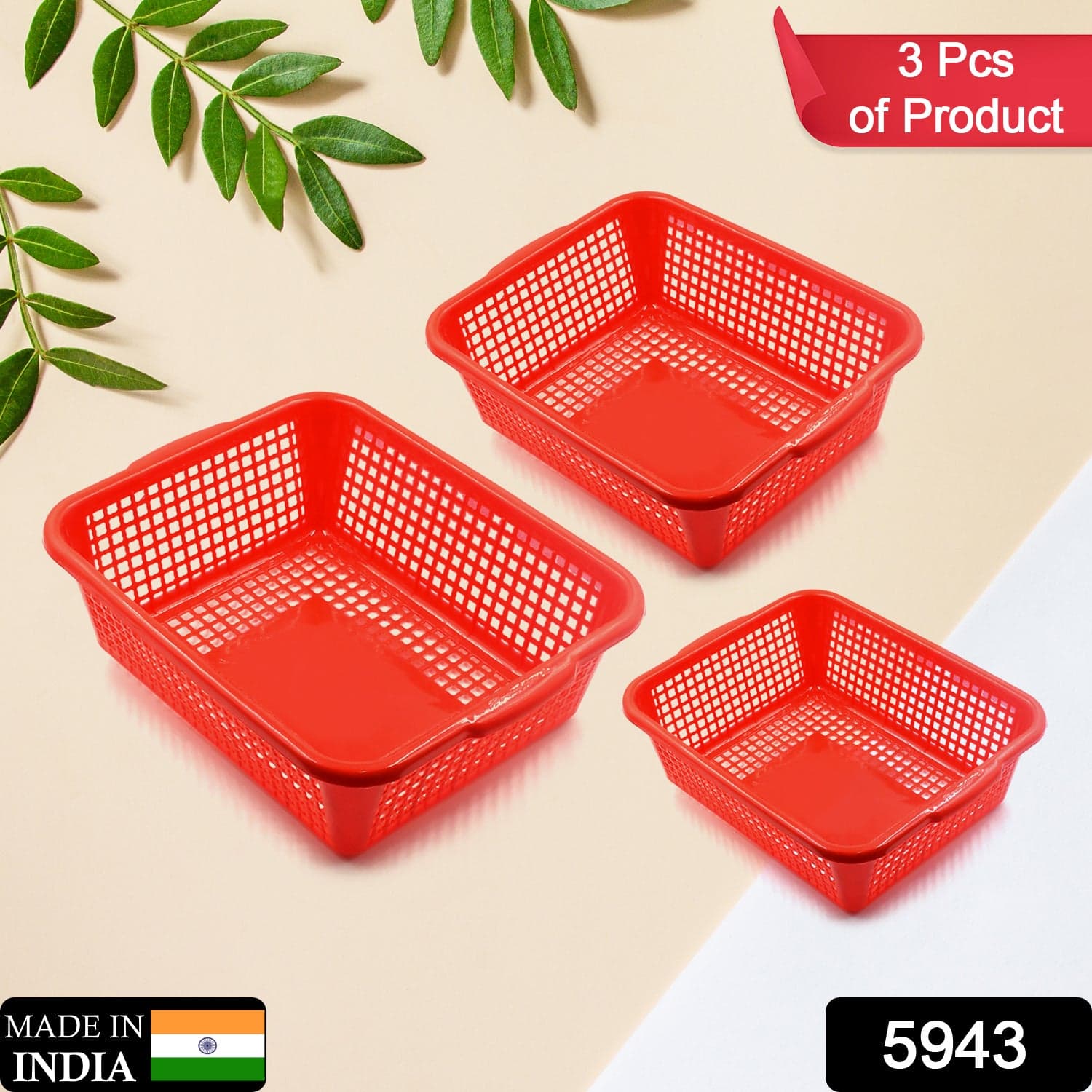 Plastic 3 Pieces Kitchen Large Size Dish Rack Drainer Vegetables and Fruits Washing Basket Dish Rack Multipurpose Organizers thumbnail 2