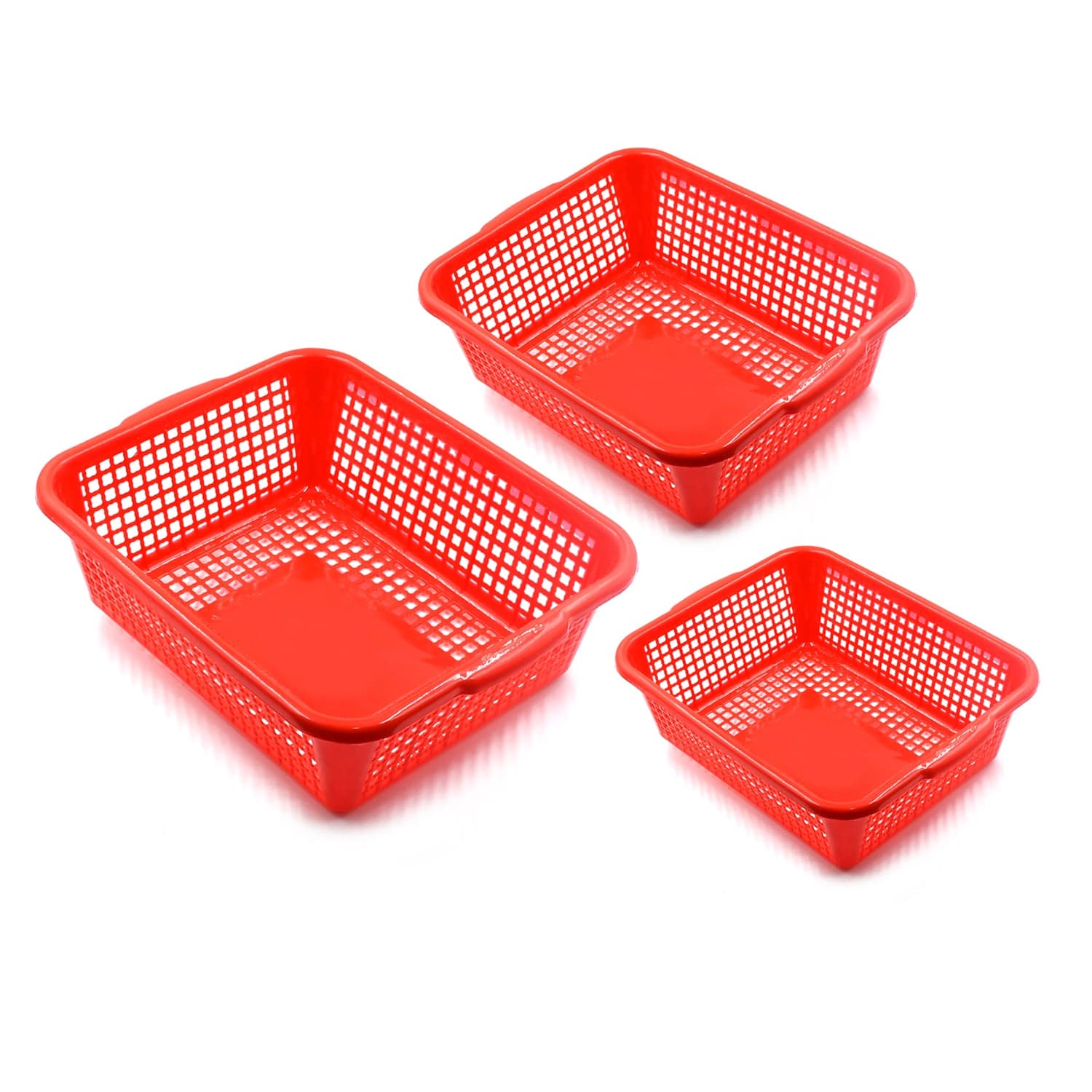 Plastic 3 Pieces Kitchen Large Size Dish Rack Drainer Vegetables and Fruits Washing Basket Dish Rack Multipurpose Organizers thumbnail 3