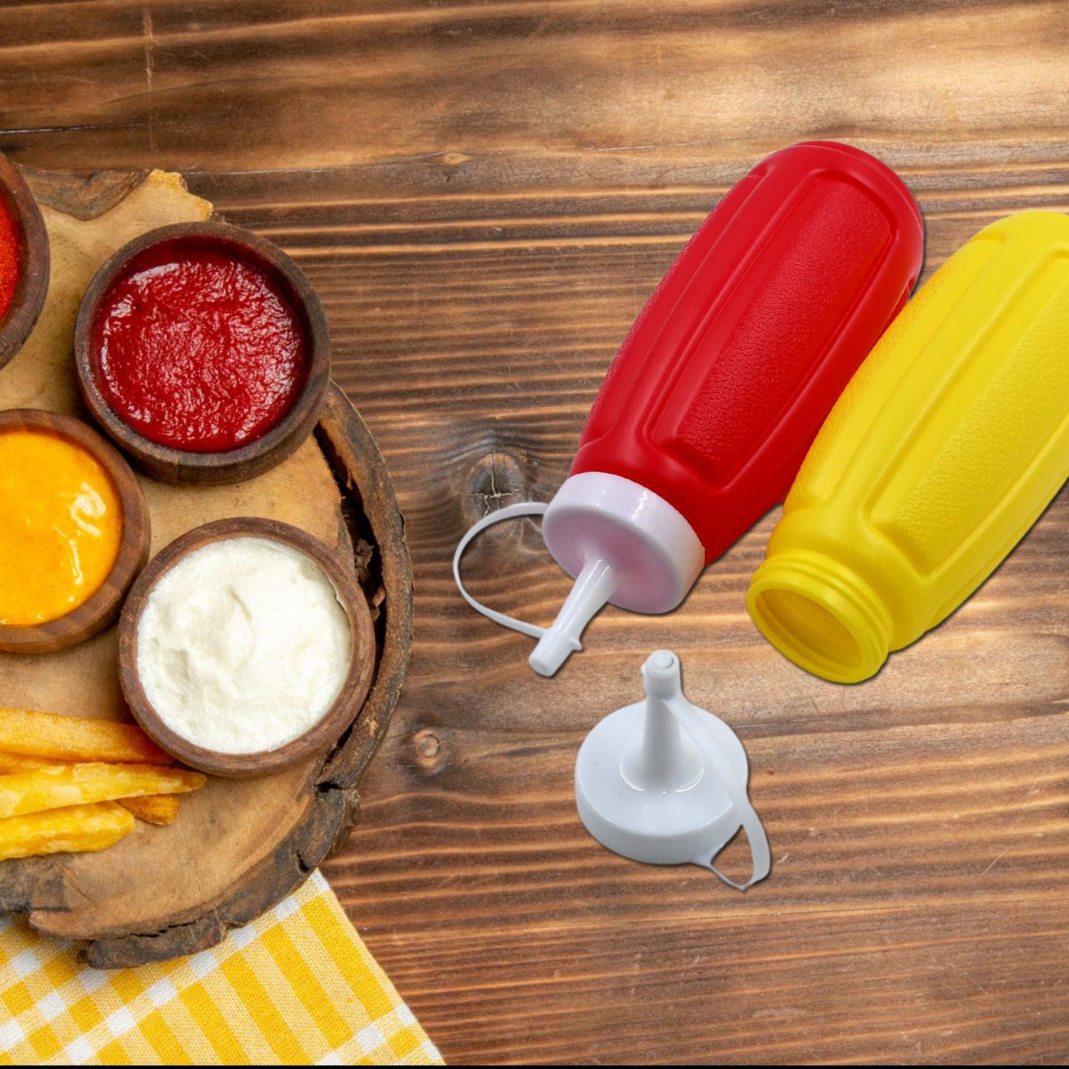 Plastic Squeeze Bottle Ketchup Mustard Honey Sauce Dispenser Bottle ( 2 Pc Set ) thumbnail 1