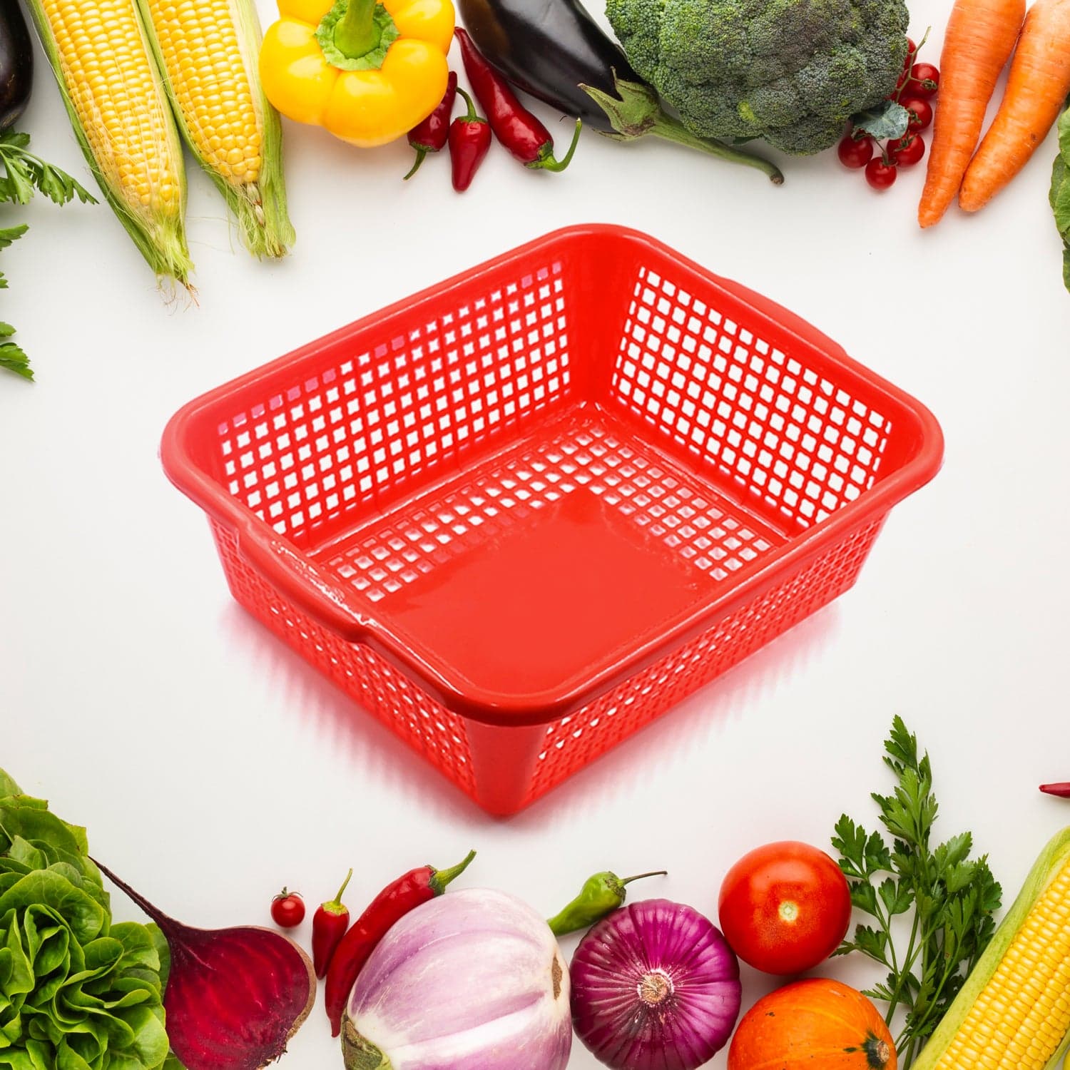 Multipurpose Drain Basket Shelves Fruit and Vegetable Washing Basket Rectangular Plastic Kitchen Sink Water Filter Basket (1Pc) thumbnail 1