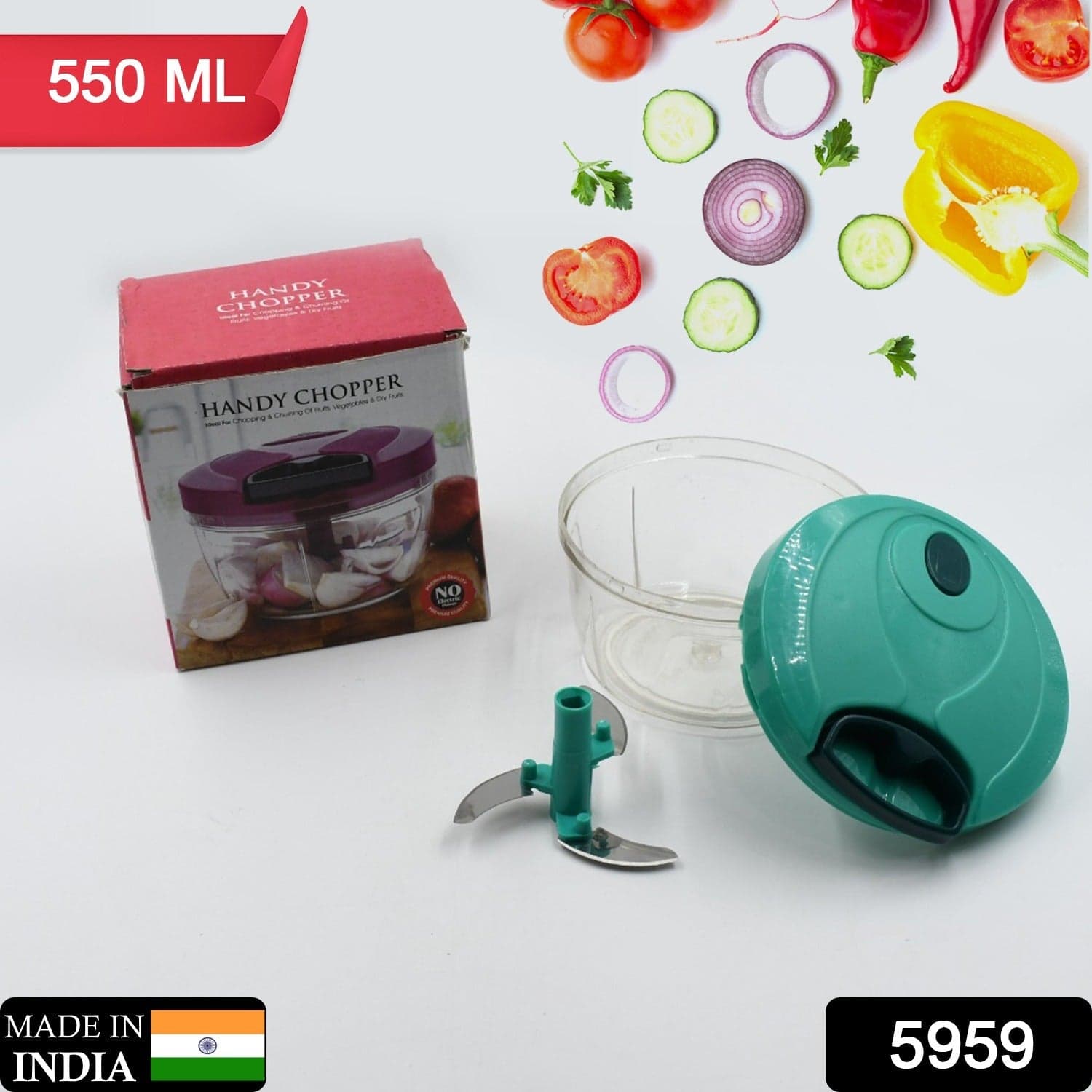 Handy Mini Plastic Vegetable Chopper Cutter, Onion Chopper Vegetables For Kitchen Accessories With 3 Blades thumbnail 3