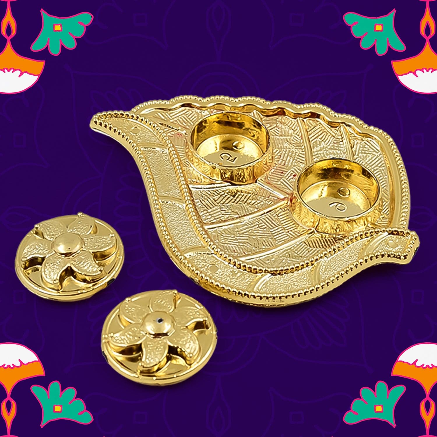 Leaf Shape Rakasha Bandhan Special Puja Thali (1 Pc) thumbnail 3