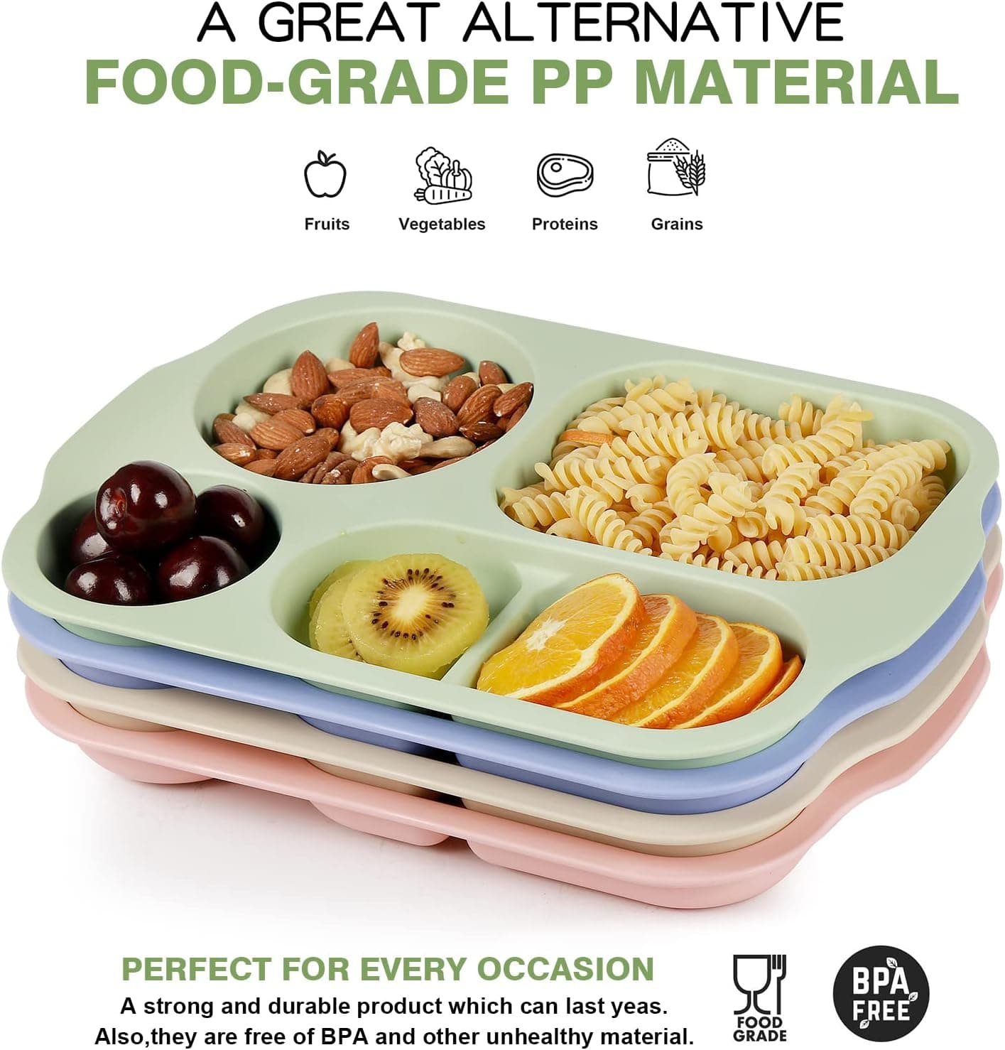 Divided Plates 5 Compartments 32 Cm Split Plates(4 Pc Set) thumbnail 5