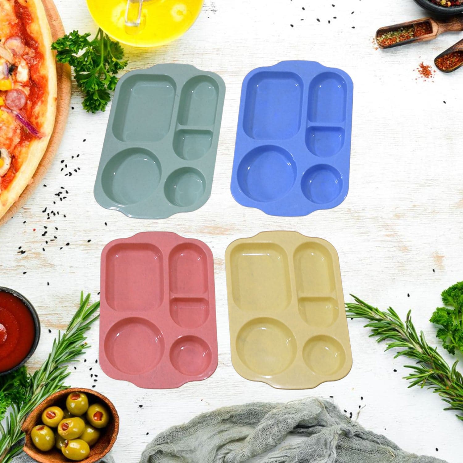 Divided Plates 5 Compartments 32 Cm Split Plates(4 Pc Set) thumbnail 6