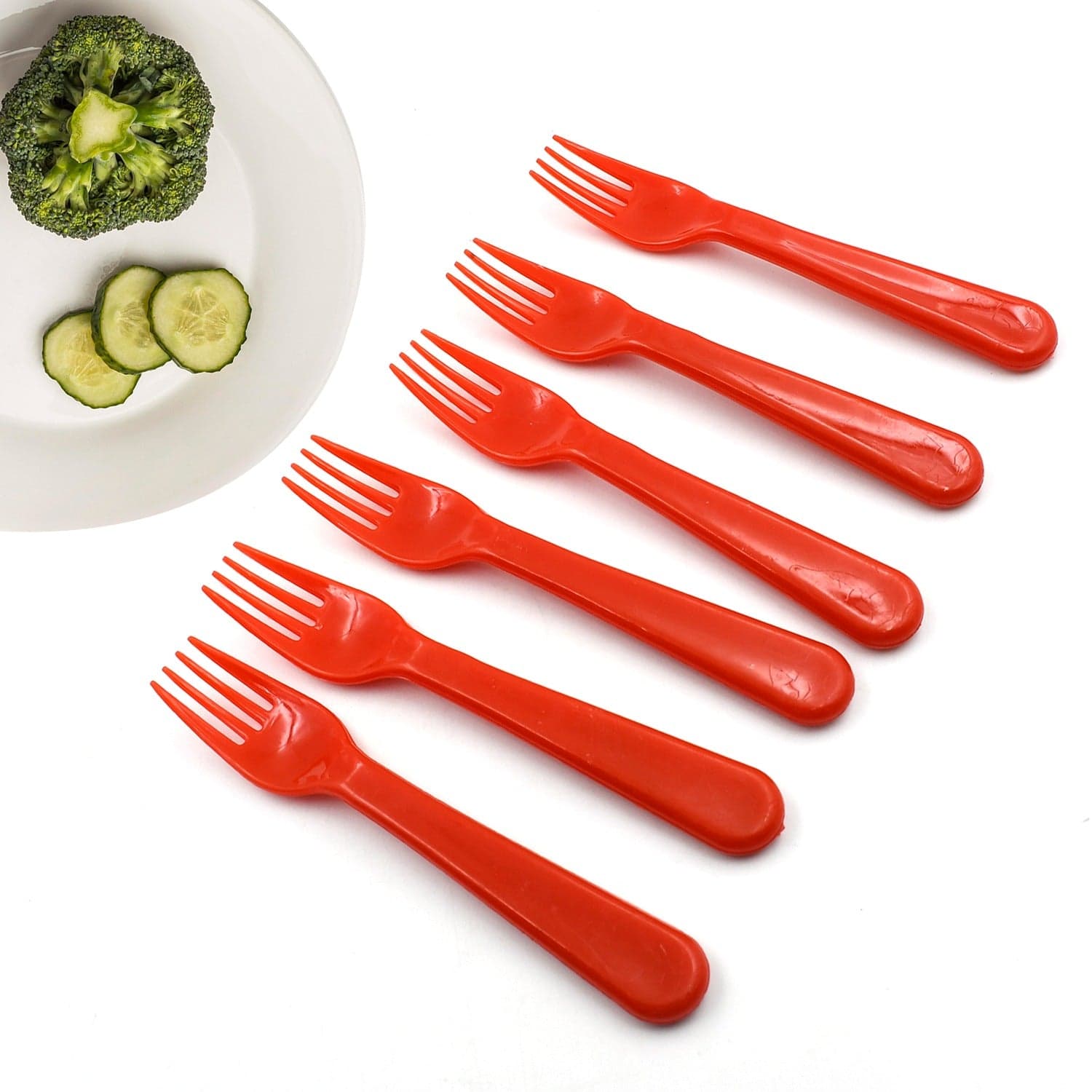 Plastic Fork Spoon, Fork Spoon Set, Fruit Fork Spoon Set | Baby Fork Spoon/Vegetable Fork Spoon, Plastic Salad Spoon, Dessert Spoon (6Pc Set) thumbnail 1
