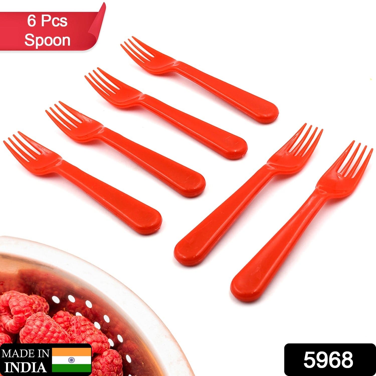 Plastic Fork Spoon, Fork Spoon Set, Fruit Fork Spoon Set | Baby Fork Spoon/Vegetable Fork Spoon, Plastic Salad Spoon, Dessert Spoon (6Pc Set) thumbnail 2