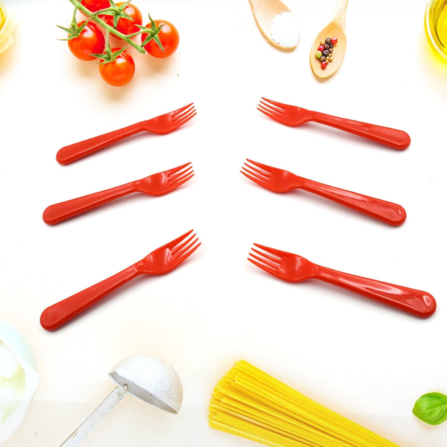 Plastic Fork Spoon, Fork Spoon Set, Fruit Fork Spoon Set | Baby Fork Spoon/Vegetable Fork Spoon, Plastic Salad Spoon, Dessert Spoon (6Pc Set) thumbnail 7