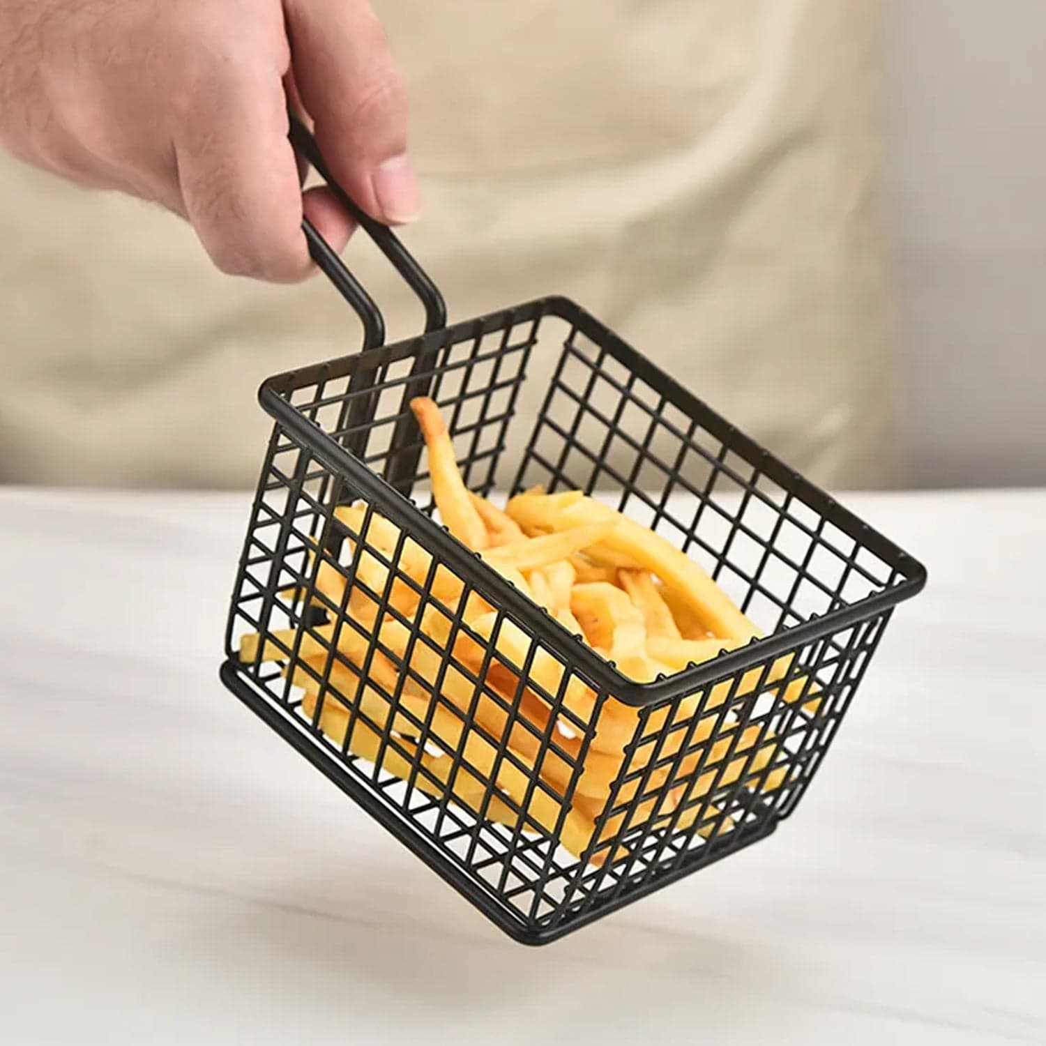 frying baskets for chips Stainless Steel Snack Basket Potato Mesh Strainer Basket French Fries Food Basket Food Strainer Cooking Tools frying basket thumbnail 1