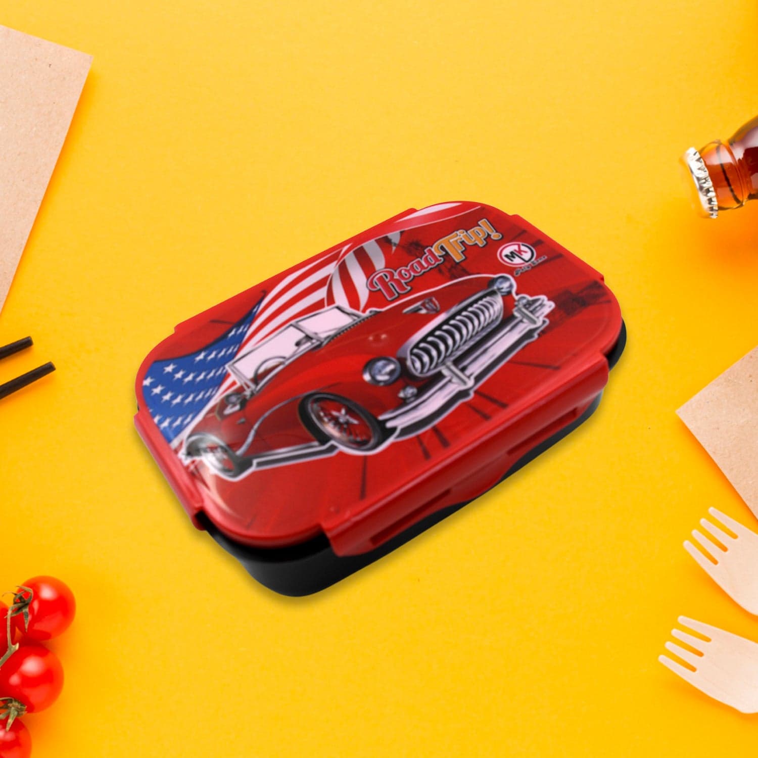 Beautiful Car Design Printed Plastic Lunch Box thumbnail 1