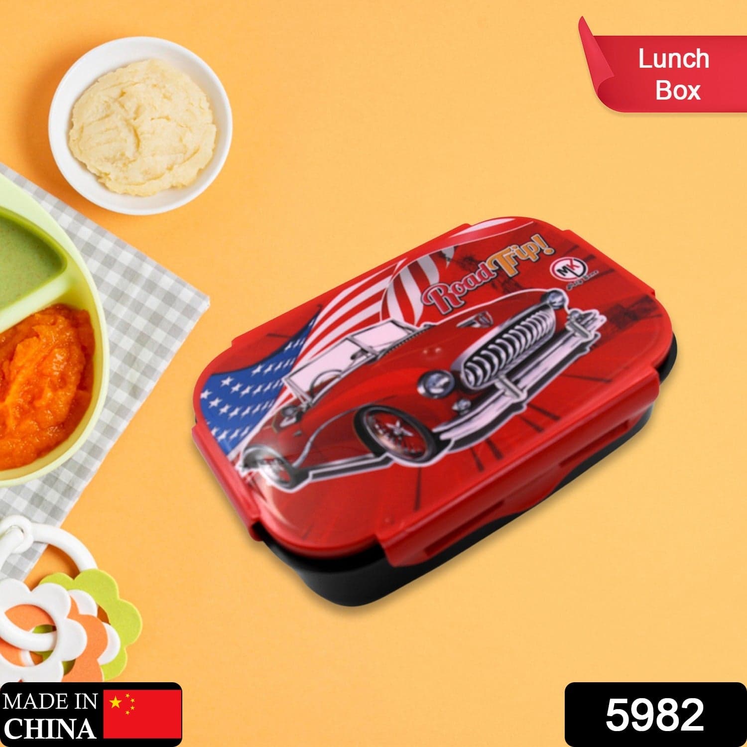 Beautiful Car Design Printed Plastic Lunch Box thumbnail 2